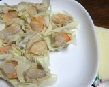 そばがきで、むきエビのっけシューマイ風作り方6写真