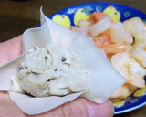 そばがきで、むきエビのっけシューマイ風作り方5写真