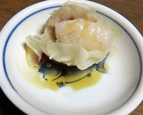 そばがきで、むきエビのっけシューマイ風作り方8写真