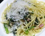 時短簡単☆美味♡春菊とベーコンのパスタ作り方11写真