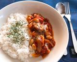 鯖水煮缶と大豆缶の簡単★トマト煮込み作り方8写真