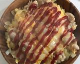 フライパン1つで簡単、親子オム丼作り方3写真