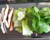チンゲン菜と椎茸の味噌汁作り方1写真