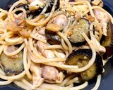 鶏ももとナスのにんにく塩パスタ作り方7写真