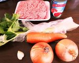 フライパン１つで簡単ミートソース♪パスタ作り方1写真