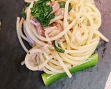 菜の花と塩辛のパスタ★1人呑みおつまみ作り方5写真
