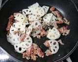 ひき肉蓮根春雨あんかけ炒め作り方3写真