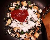 葉玉ねぎとひじきのお花オムライスケーキ作り方4写真