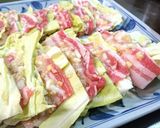 レンチンで時短!豚肉とキャベツの味噌重ね作り方3写真