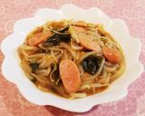 サッポロ一番しょうゆ味☆もやしワカメ丼作り方7写真