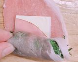 豚、大葉、チーズ、ハムのロール揚げ作り方3写真