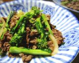 牛バラ肉と菜の花のオイスターソース炒め作り方7写真