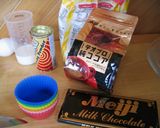 レンジで　フォンダンショコラ風蒸しパン作り方1写真