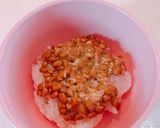 寒い朝の朝ごはん、温玉納豆スープごはん作り方4写真