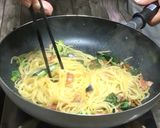 サバ缶アレンジ小松菜とベーコンのパスタ♡作り方7写真