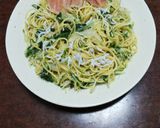 水菜、新玉ねぎ、しらすのスパゲｯティ作り方5写真