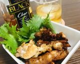 大葉を添えた鶏腿の照り焼き作り方15写真