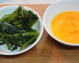 チンゲン菜と竹輪の卵とじ作り方1写真