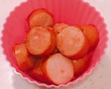 お弁当に、ソーセージの水炒め、しょう油味作り方3写真