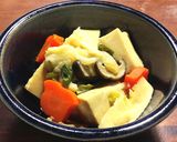 高野豆腐と新玉葱、蕾菜の煮物作り方6写真