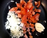 フライパンでトマトリゾット風一人ランチ作り方1写真