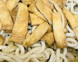 あまから薄揚げと水菜の焼きうどん作り方2写真