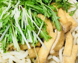 あまから薄揚げと水菜の焼きうどん作り方3写真