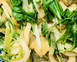あまから薄揚げと水菜の焼きうどん作り方4写真