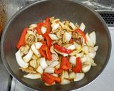 新玉ねぎ、パプリカと豚肉のバルサミコ炒め作り方3写真