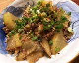 ごぼう入り、ひき肉と大根の煮物作り方8写真