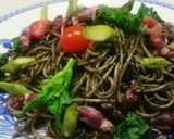 菜の花&ホタルイカのイカスミパスタ作り方9写真