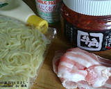 にんにく焼きそば　豚キムチマヨネーズ編作り方1写真