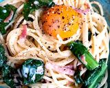 牛乳で簡単カルボナーラ風お野菜たっぷり作り方8写真