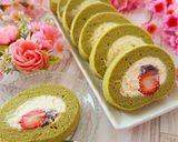 春の彩り♡小倉抹茶いちごロールケーキ作り方28写真