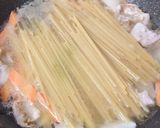 ワンポットパスタ♩豚バラ水菜の和クリーム作り方3写真