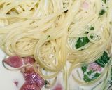 シンプル☆ベーコンと水菜のクリームパスタ作り方3写真