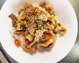 １人ランチ豚豆腐ケチャップ炒め丼レンジ作り方9写真
