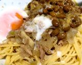 挽肉玉ねぎと納豆の♡幸せねばねばパスタ作り方5写真