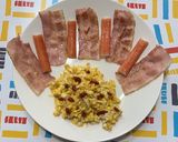 ベーコンと卵に、カニかまを添えて。作り方5写真