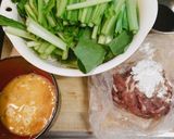 小松菜と細切れ肉の卵炒め♡簡単作り方1写真