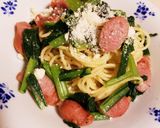 小松菜とソーセージのパスタ作り方4写真