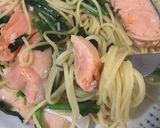 簡単　サーモンとほうれん草のパスタ作り方6写真