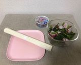 つぼみ菜とラディッシュのサラダうどん作り方1写真