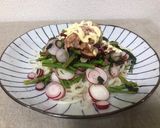 つぼみ菜とラディッシュのサラダうどん作り方2写真