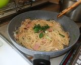 新たまねぎの葉とバター醤油パスタ作り方21写真
