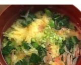 菜の花と小えびのかき玉味噌汁作り方6写真
