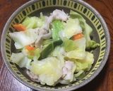 白だしで、豚バラ肉と春きゃべつの煮物作り方4写真