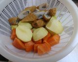 じゃが芋とにんじんとごぼう天の煮物作り方1写真