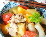 “よくねたいも” でパプリカ入り肉じゃが作り方4写真