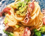 ホタルイカと菜の花のペペロンチーノ♪作り方10写真